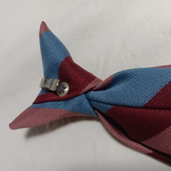 Vintage Ketch Striped Mens Clip-On Neck Tie Red Pink Blue - Picture 4 of 5